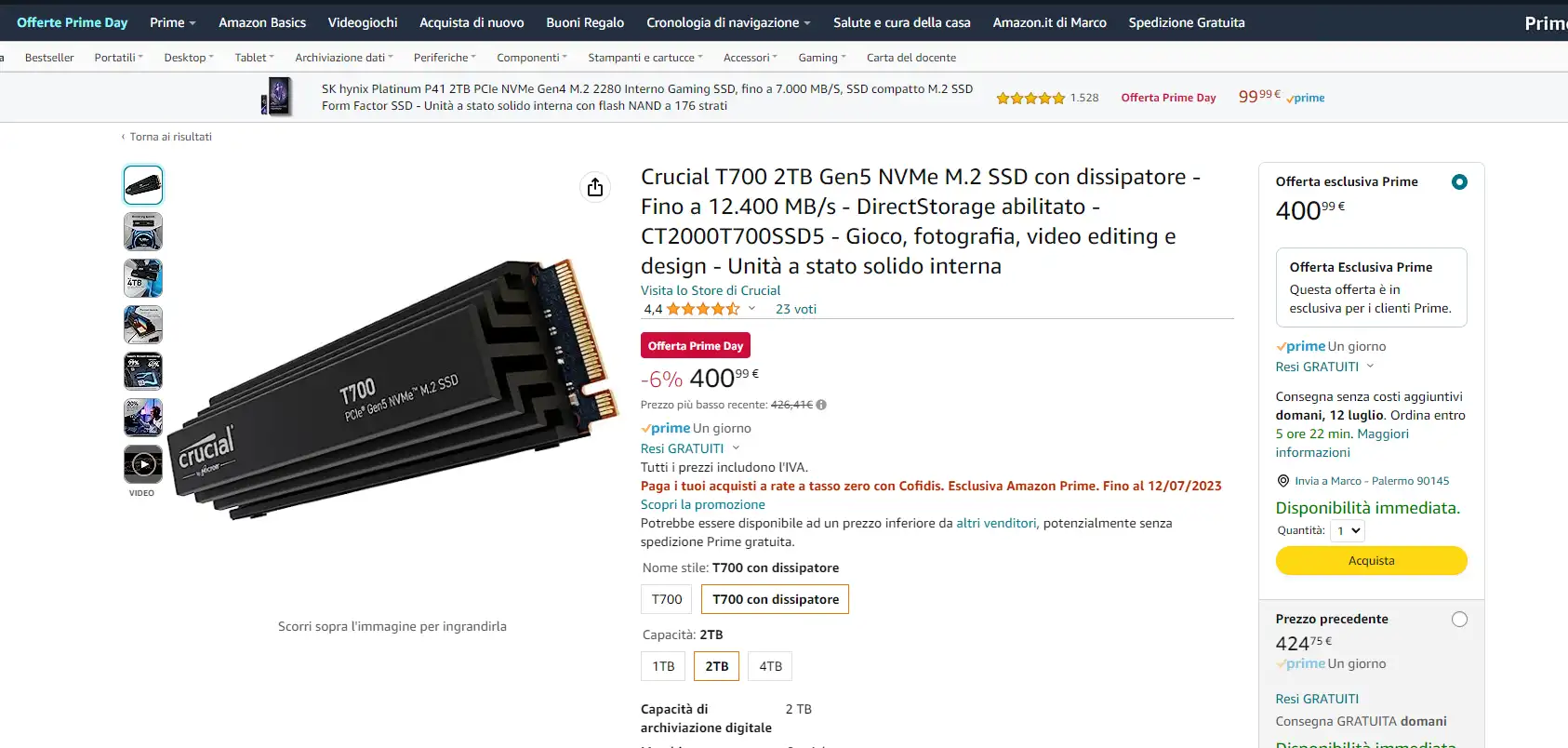 Amazon Prime Day 2023 - le migliori offerte SSD per PC e PS5