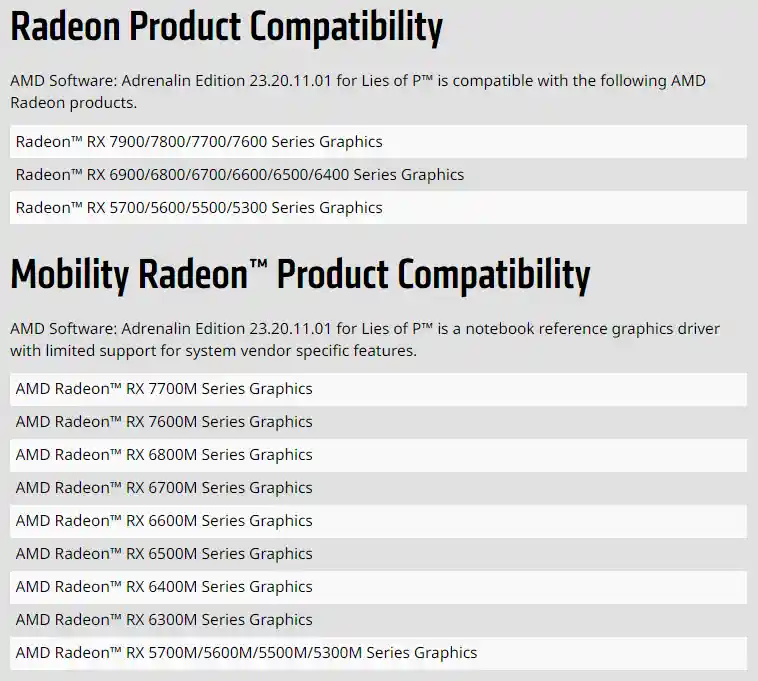 AMD rilascia i driver Radeon 23.20.11.01 ottimizzati per Lies of P - link download e GPU compatibili