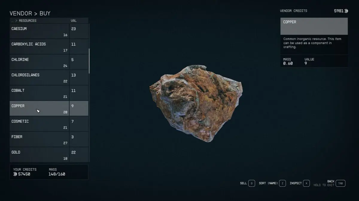 rame starfield venditore