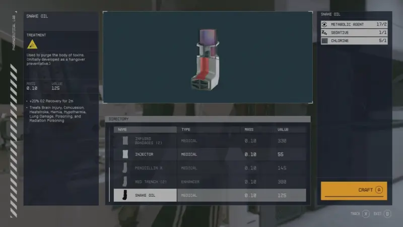 starfield come aumentare il recupero di o2 cibi oggetti