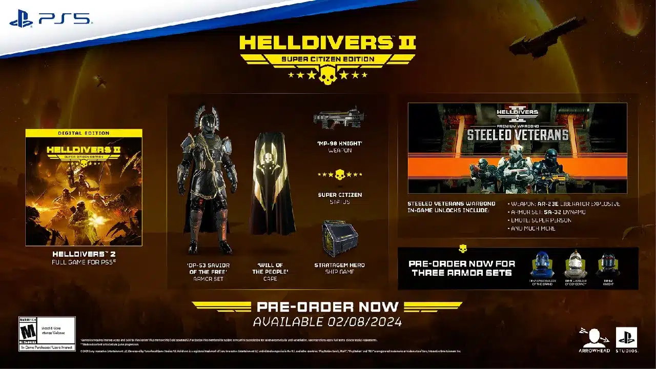 Helldivers 2 - edizioni, prezzi e bonus preorder