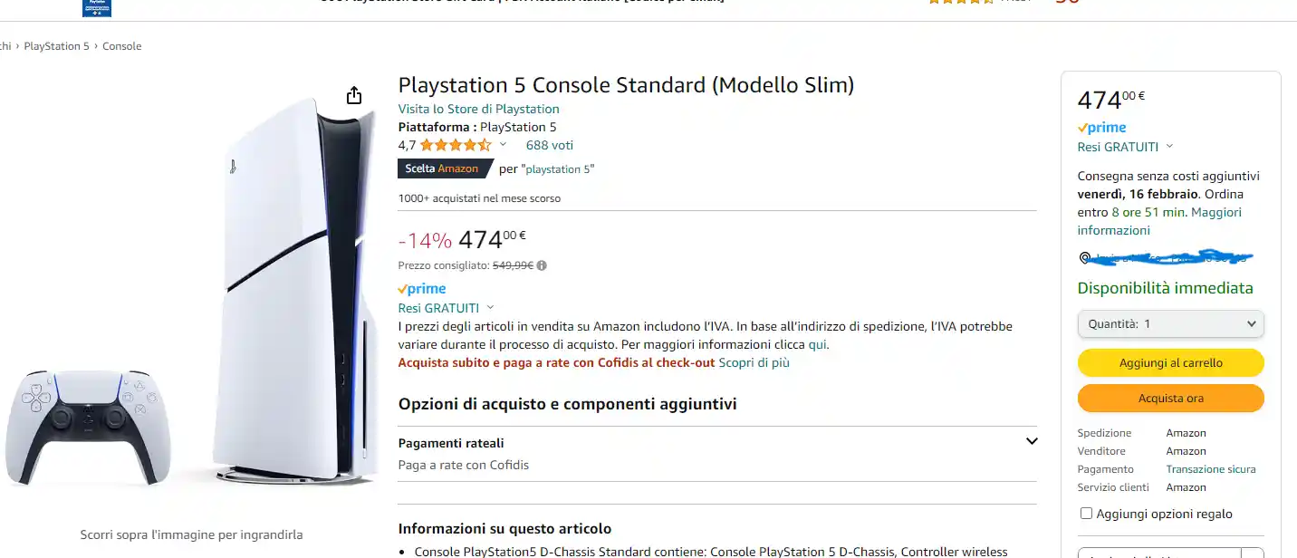 PS5 Slim in super sconto su Amazon - prezzo più basso di sempre! Regalo perfetto per San Valentino