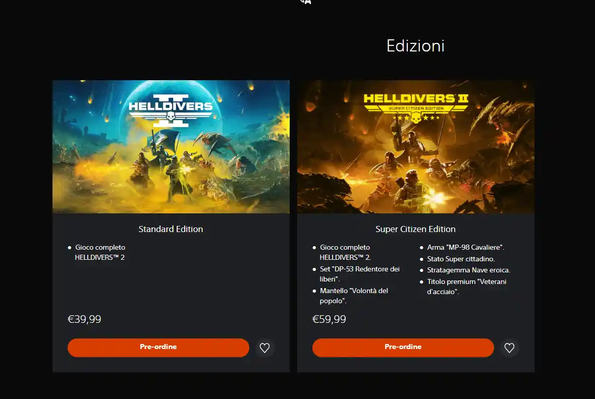 Helldivers 2 - edizioni, prezzi e bonus preorder