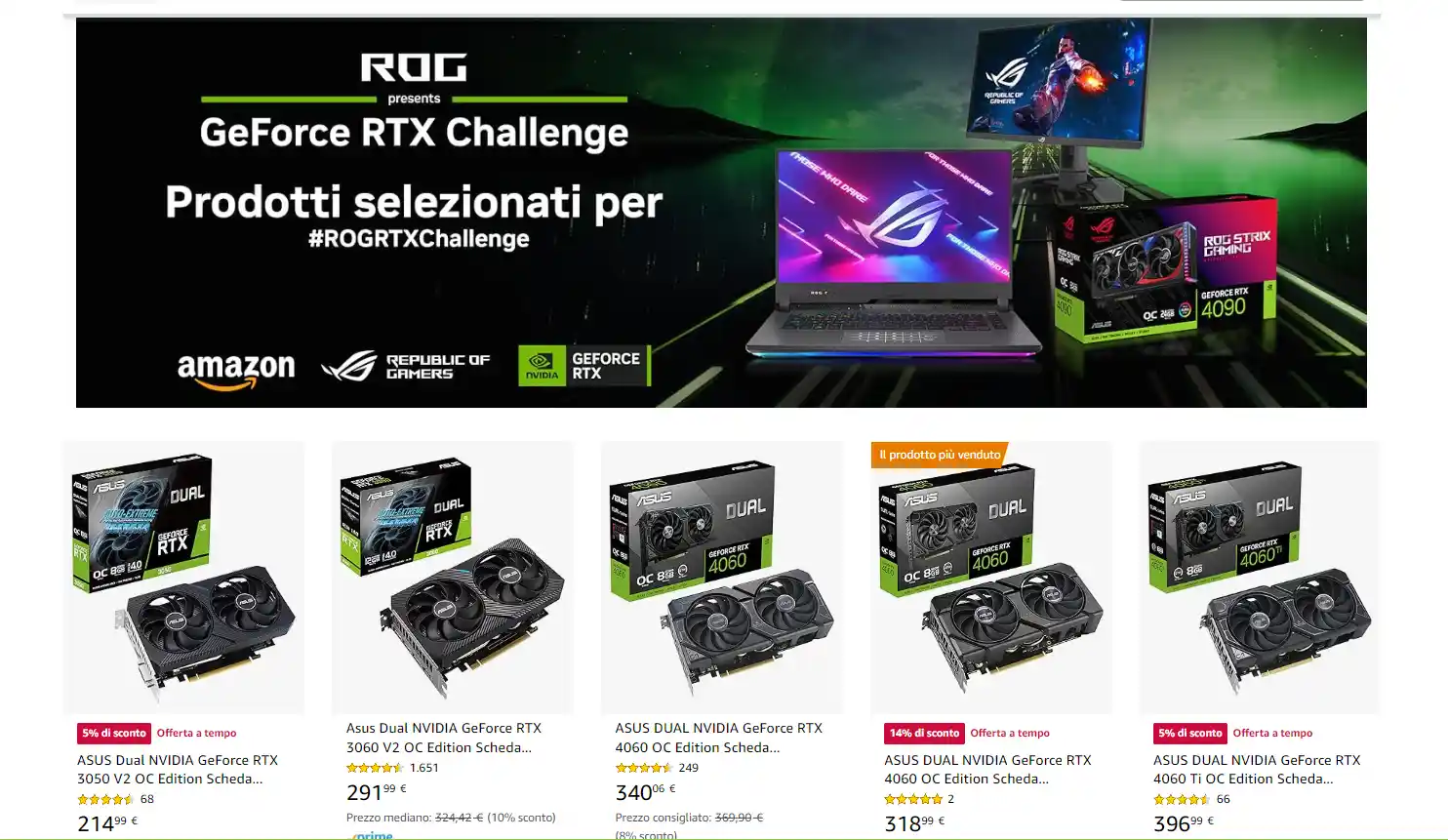 L'Italia partecipa a GeForce RTX Challenge, torneo europeo organizzato con ASUS ROG - offerte schede video Nvidia RTX 40 TUF Gaming, ASUS Dual, ROG Strix