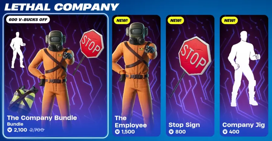 come ottenere la skin di lethal company in fortnite e quanto costa il bundle con dorso skin ed emote
