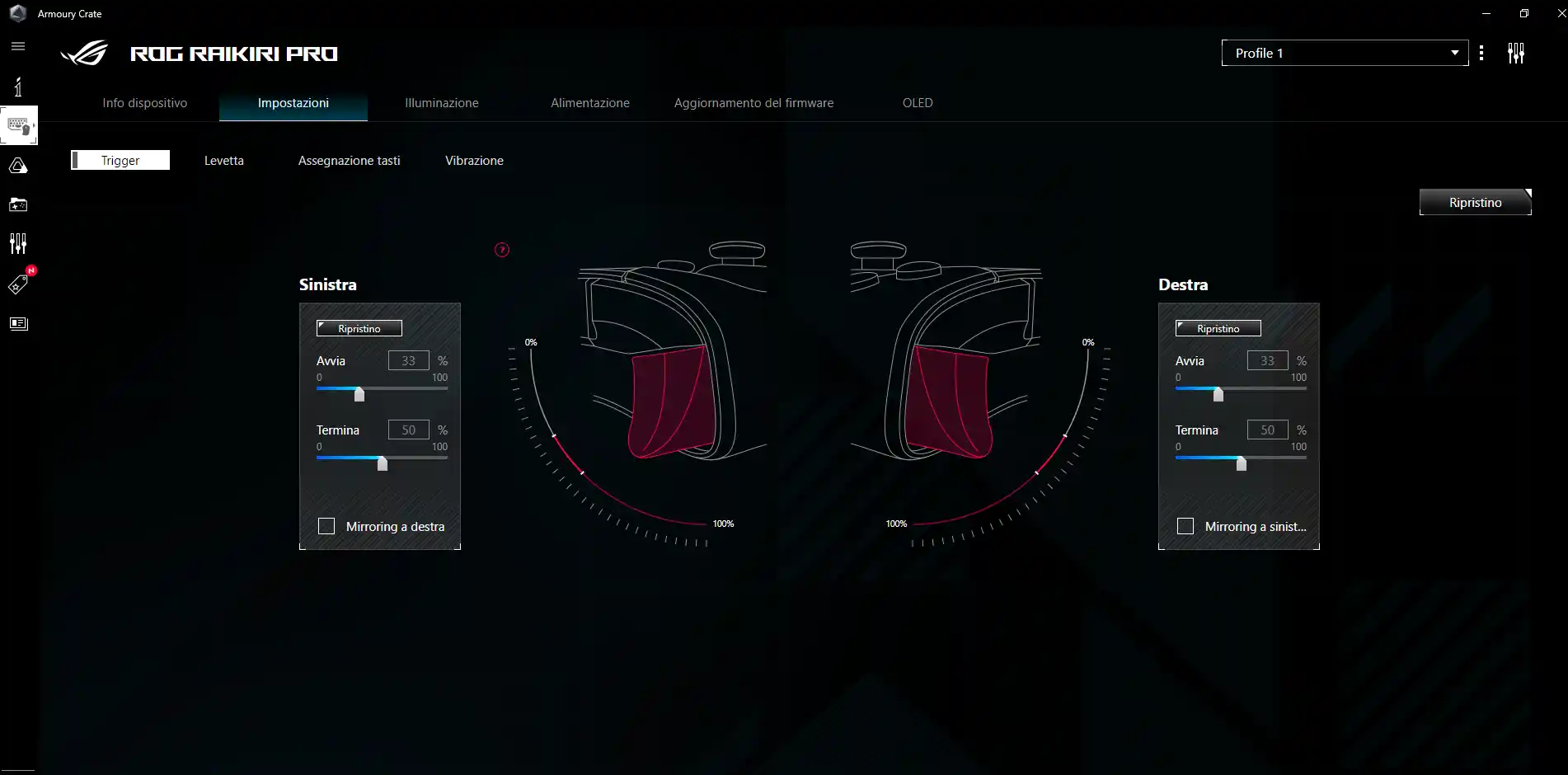 ASUS ROG Raikiri Pro recensione - gamepad da pro gamer con display OLED: software Armoury Crate