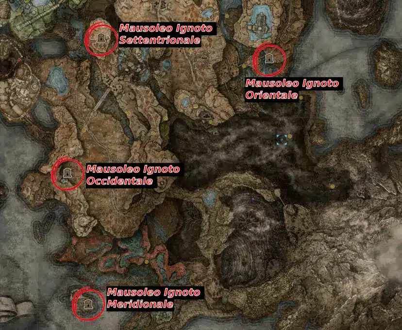 Guida ai Mausolei Ignoti di Shadow of the Erdtree Mausoleo Ignoto Settentrionale Mausoleo Ignoto Meridionale Mausoleo Ignoto Orientale Mausoleo Ignoto Occidentale 