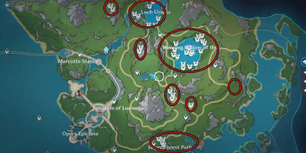 giglio lago luce in Genshin Impact dove trovare, mappa e location, screenshot lakelight lily