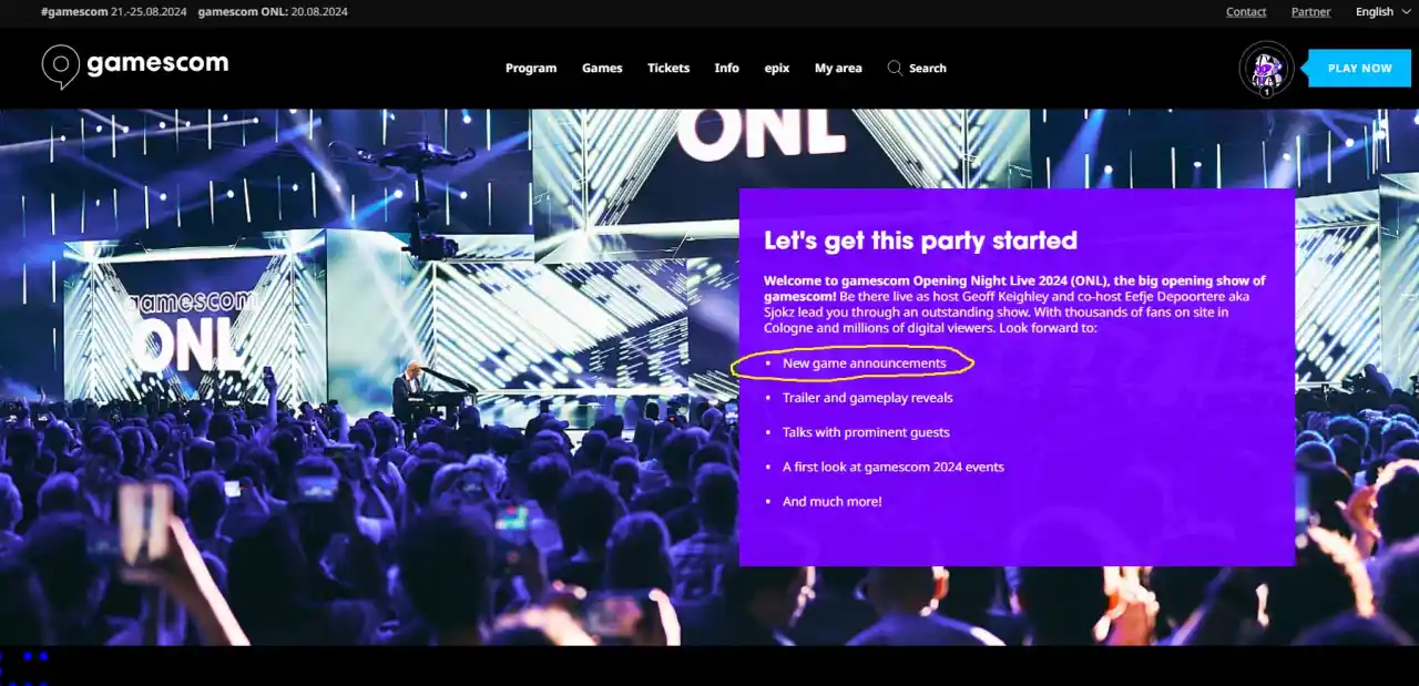 Alla Gamescom Opening Night Live 2024 ci saranno annunci di nuovi giochi - data, orario e dove seguire