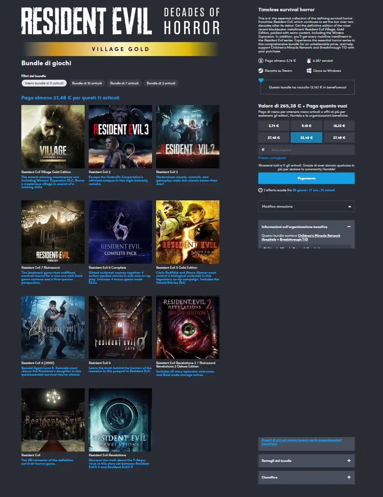 I migliori giochi di Resident Evil a prezzo folle nel nuovo Humble Bundle Resident Evil Decades of Horror Village Gold