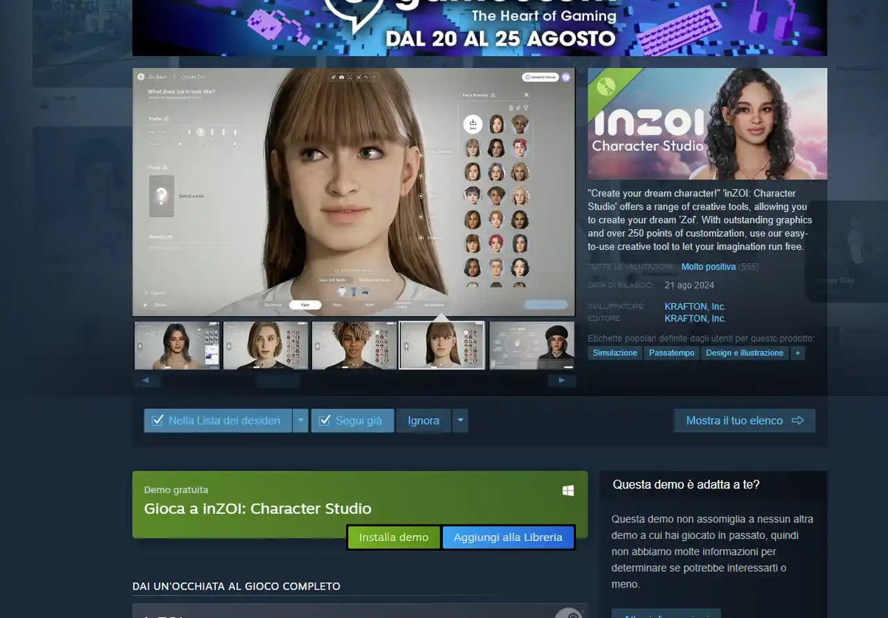 La demo dell' InZOI: Character Studio è disponibile ora su Steam