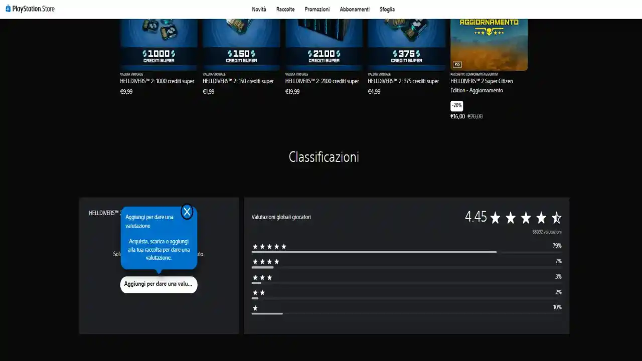 PlayStation ha introdotto le recensioni dei giochi su PlayStation Store, ma la funzionalità sembra limitata