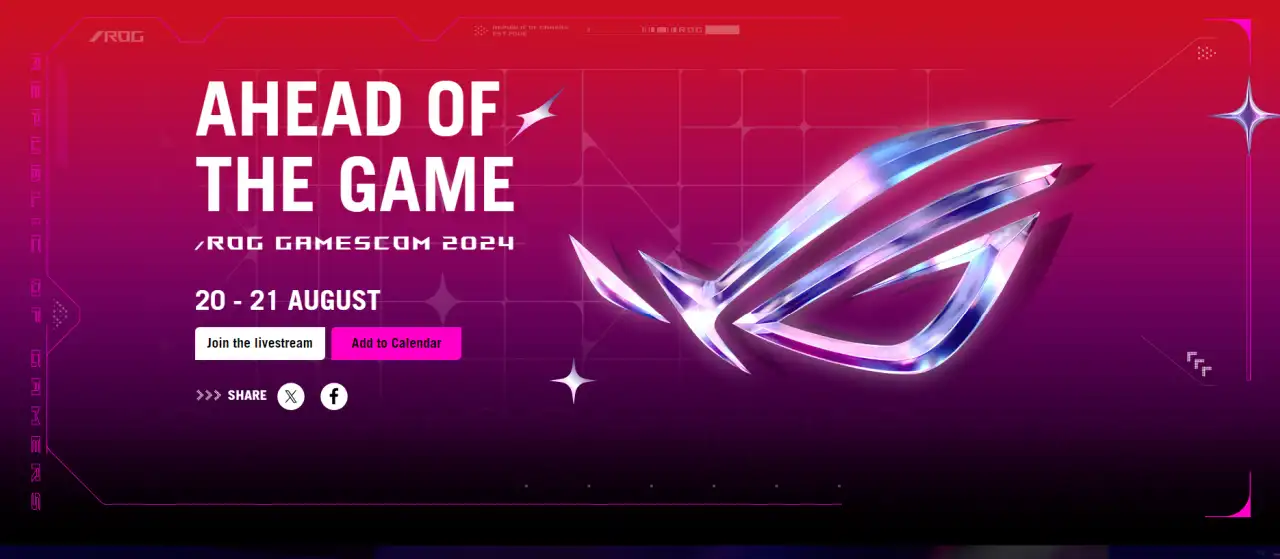 Programma ASUS ROG Gamescom 2024: evento livestream "Ahead of the Game", nuovi prodotti e giveaway