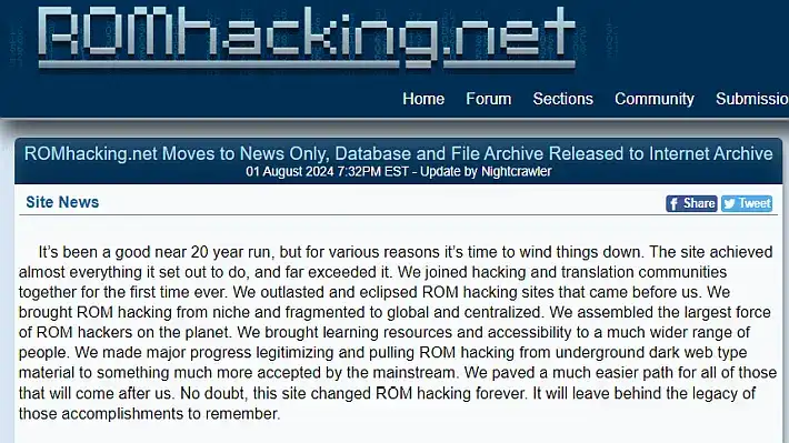 Il miglior sito di roms hack ROMHacking chiude dopo quasi 20 anni di servizio alla comunità