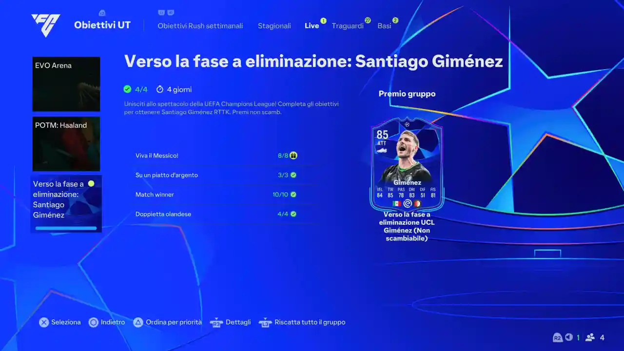 Soluzioni Obiettivo Verso la fase a Eliminazione: Santiago Gimenéz