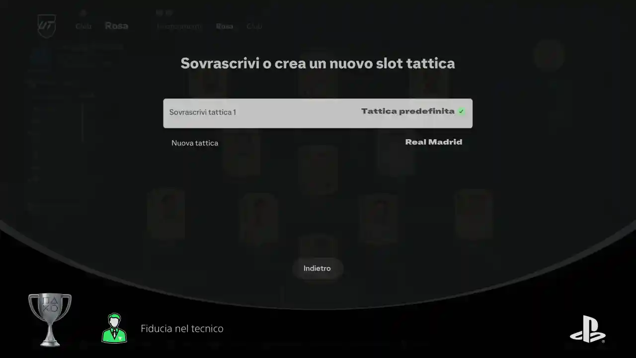 EA Sports FC 25 Trofei argento fiducia nel tecnico.