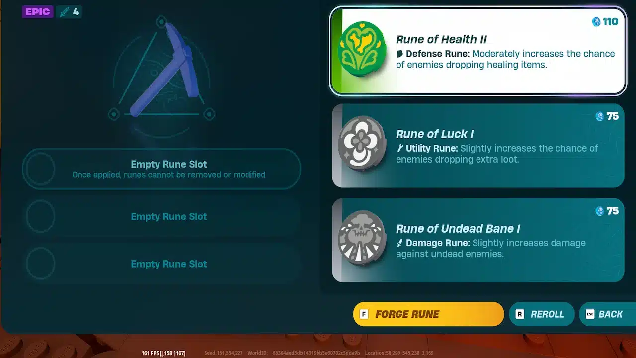 Guida alle rune in LEGO Fortnite, come costruire la forgia delle rune e lista