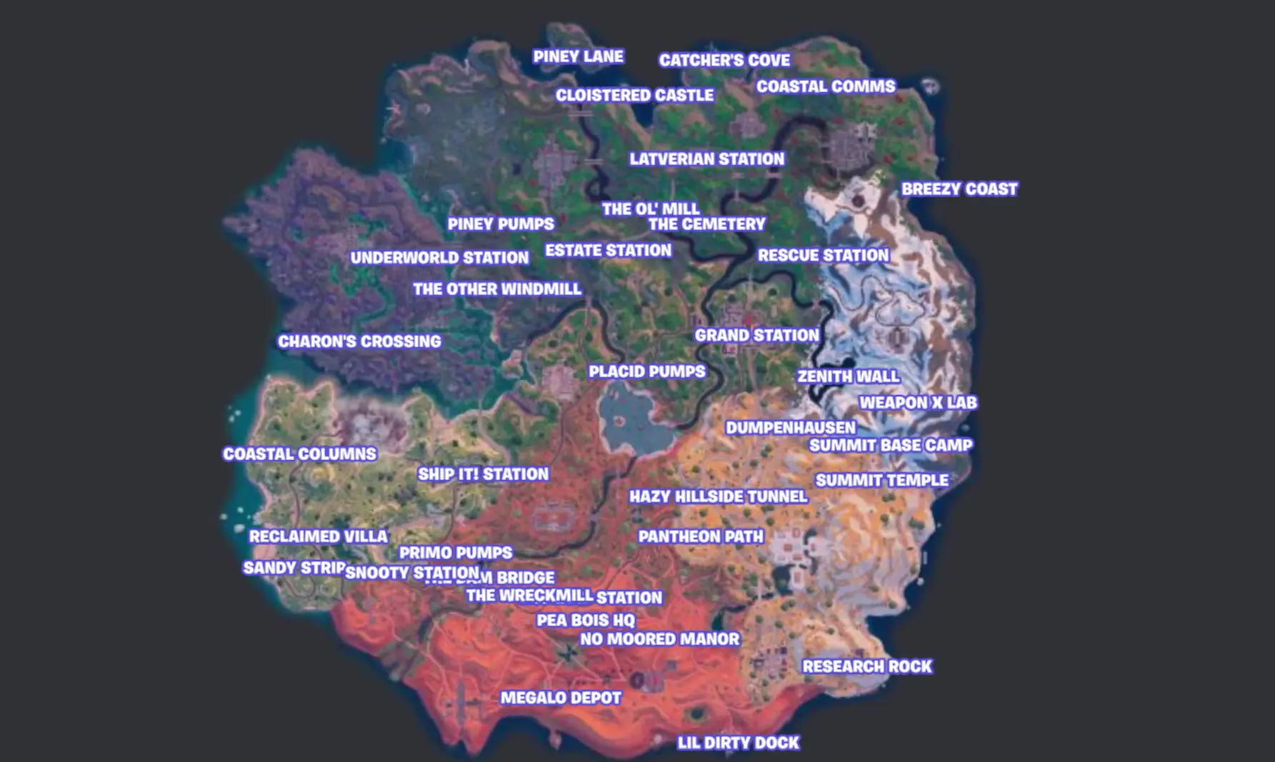 punti di riferimento in fortnite mappa e screenshot