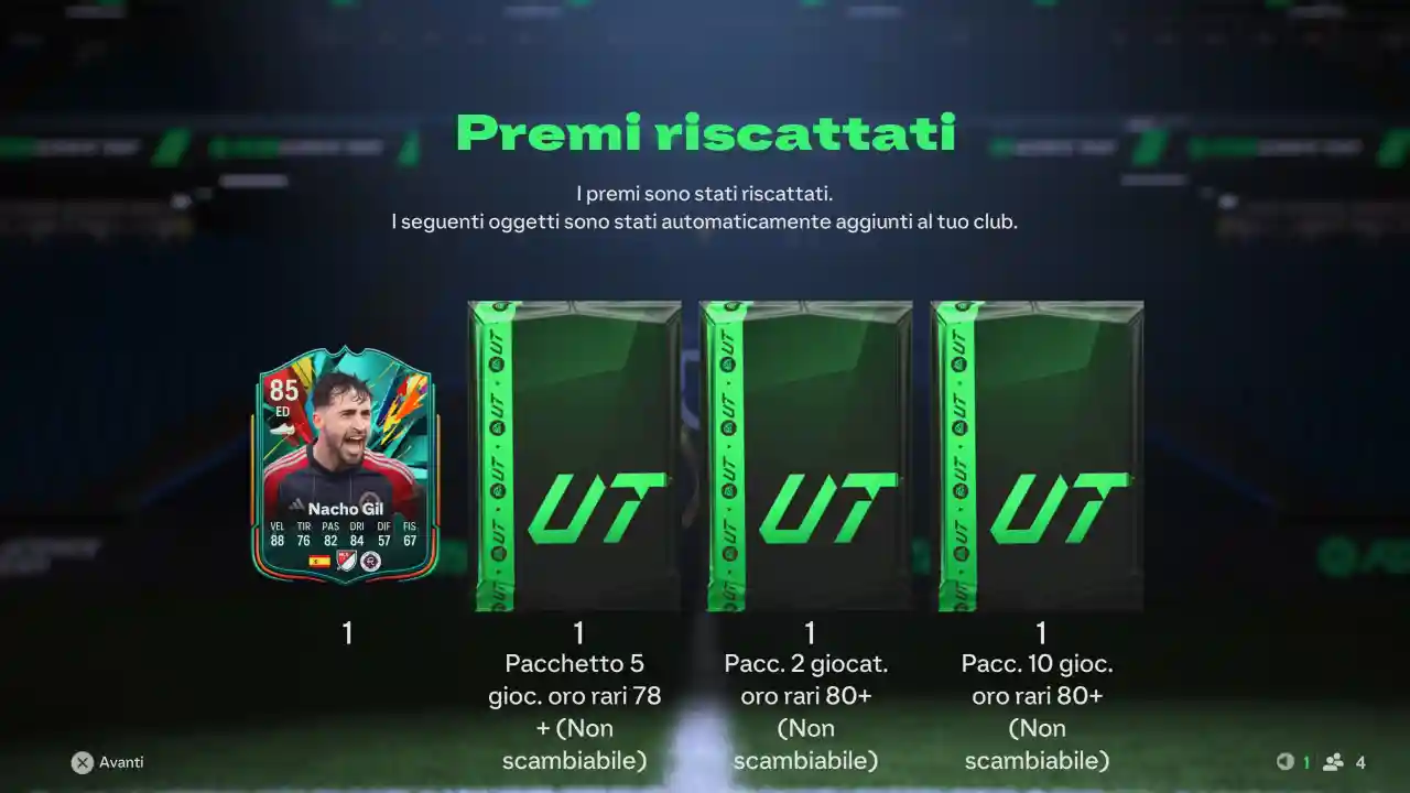 Tutti i premi della Stagione 1 Rush Totale di FC 25 e come fare punti per livellare. Nacho Gil Rush Totale 85.