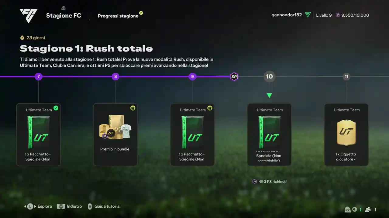 Tutti i premi della Stagione 1 Rush Totale di FC 25 e come fare punti per livellare. Pacchetti Ultimate Team e oggetti Club e Carriera.