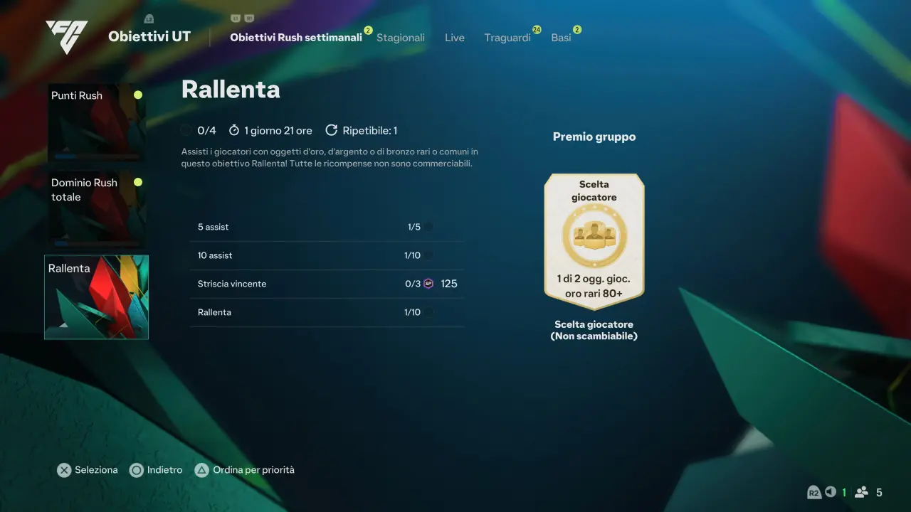 EA Sports FC 25 Total Rush - nuovo evento promo Rush Totale Ultimate Team: Team 1, Obiettivi a tema 