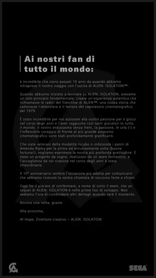 sequel di alien isolation