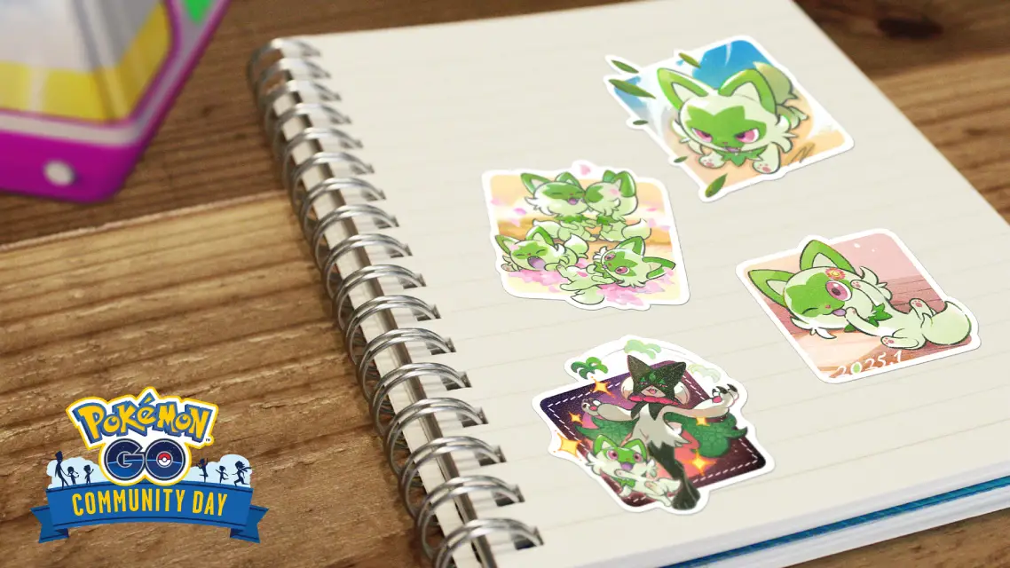 Pokémon GO Community Day di Gennaio 2025 Sprigatito Cromatico Adesivi Sprigatito