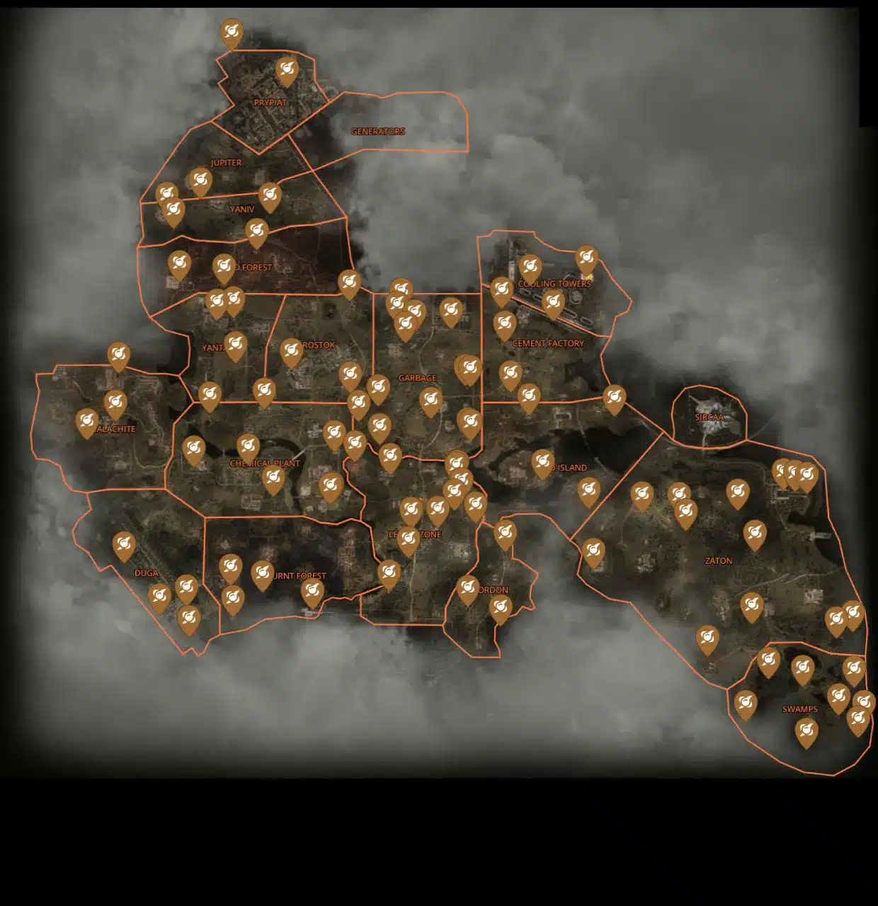 STALKER 2: Heart of Chornobyl Artefatti in STALKER 2 Posizione degli Artefatti in STALKER 2 mappa