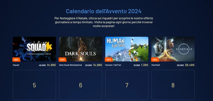 Regali di Natale di Instant Gaming calendario dell'avvento 2024 giochi in offerta dicembre