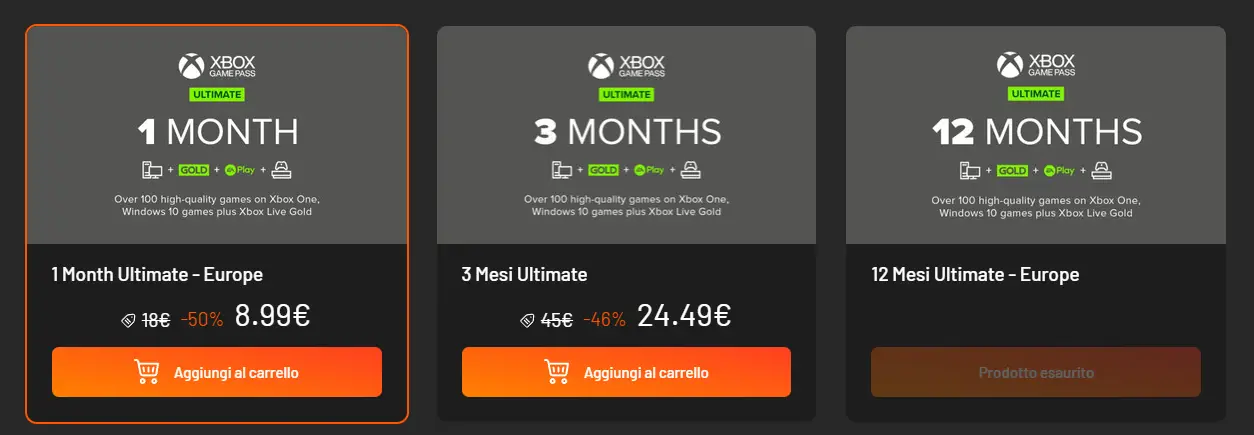 Game Pass Ultimate in sconto instant gaming cyber monday