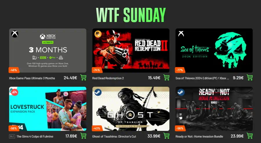 sconti wtf sunday di instant gaming