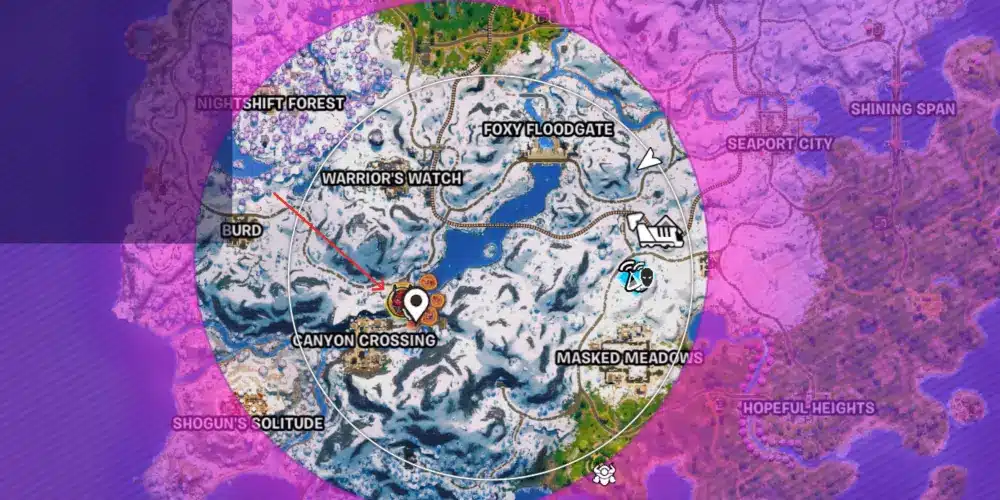 Danneggia avversari ad arena dello shogun in Fortnite mappa location isola