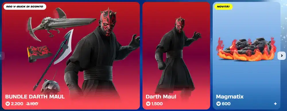 bundle e skin di darth maul su fortnite x star wars