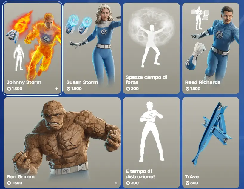 Bundle dei Fantastici Quattro in Fortnite