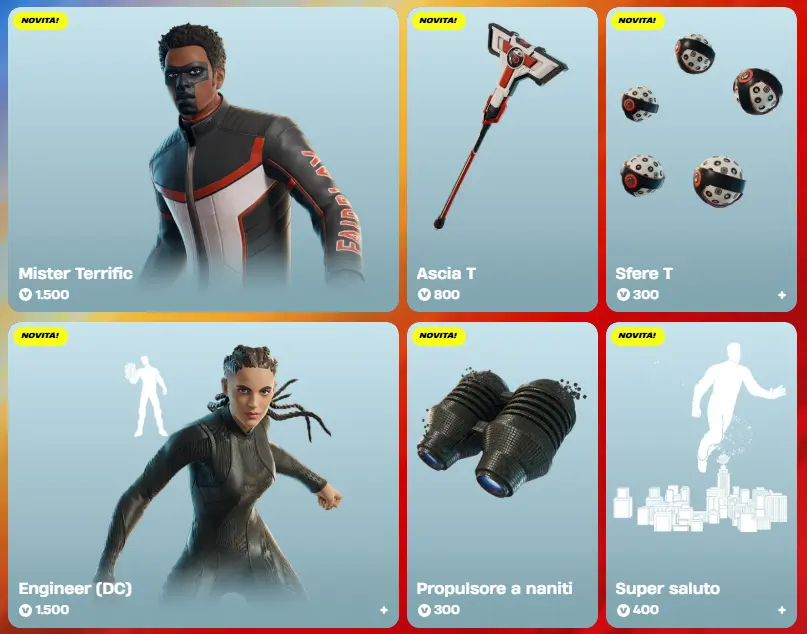 Skin di Superman in Fortnite con bundle Mister Terrific ed Engineer