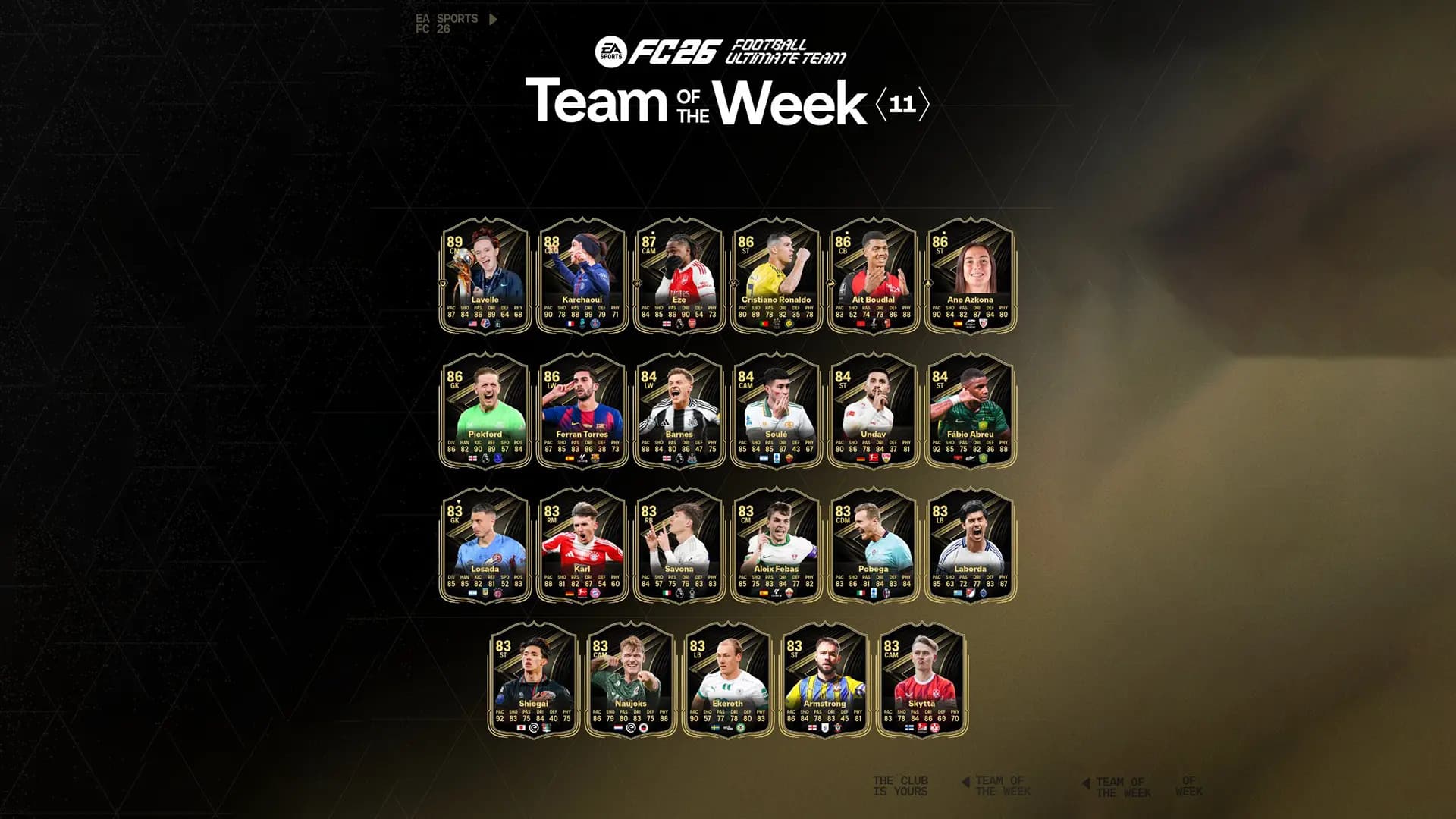 Squadra della Settimana 11 FC 26 – TOTW 11: rosa completa e guida agli investimenti, c'è Soulé
