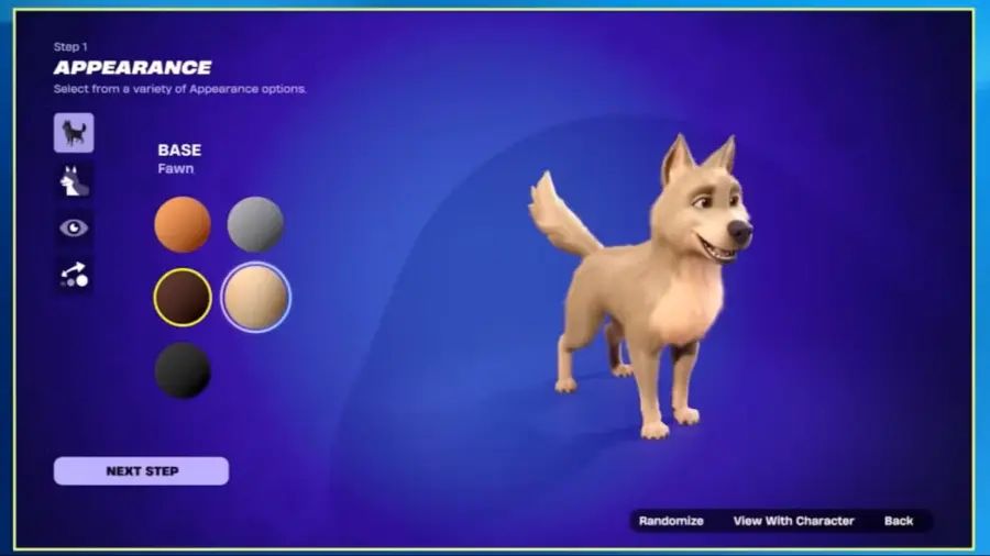 Schermata di personalizzazione delle mascotte in Fortnite