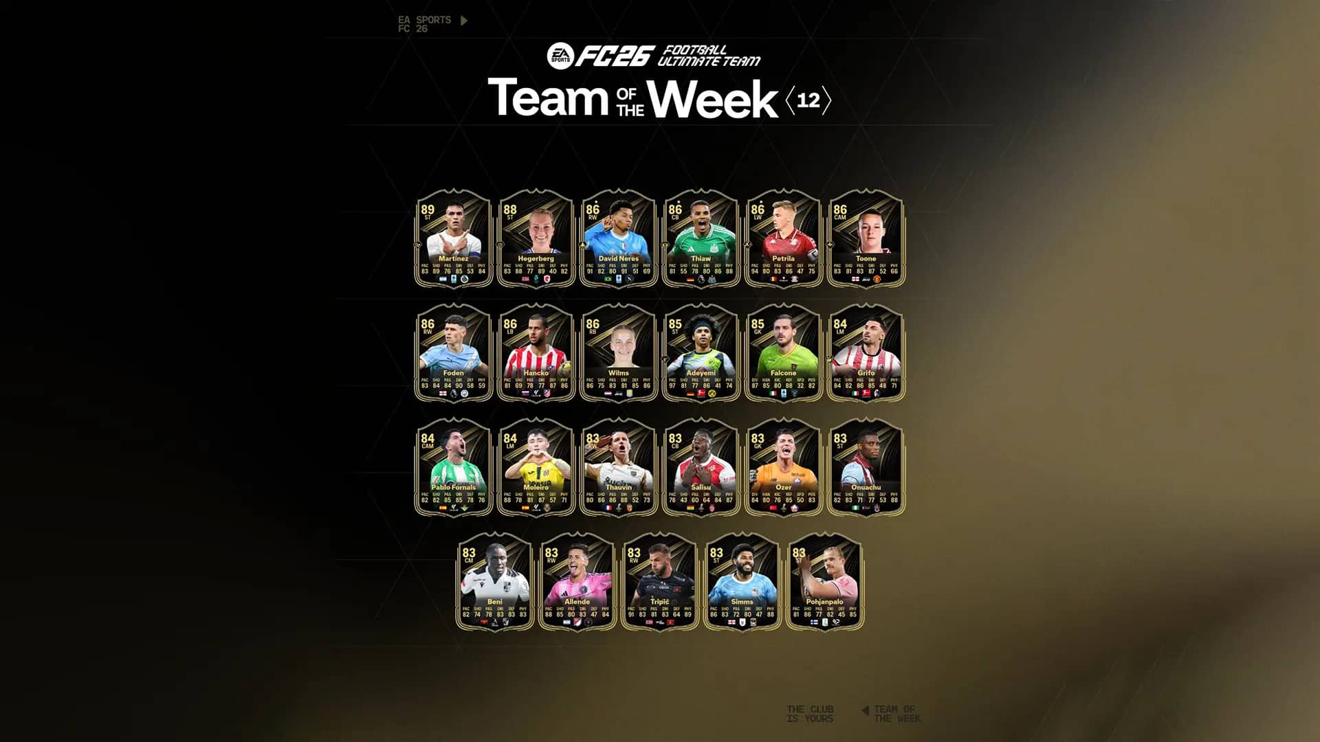 Squadra della Settimana 12 FC 26 – TOTW 12: rosa completa e guida agli investimenti, ecco Lautaro Martinez
