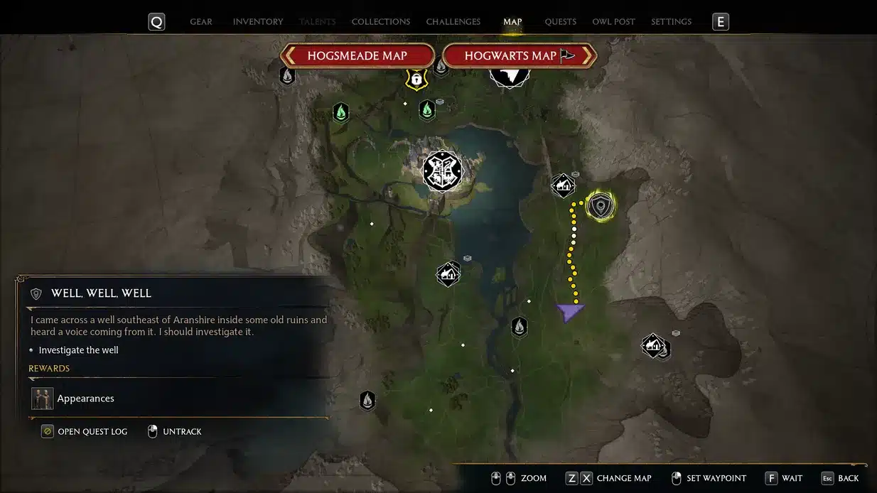 Vorrei ma non pozzo location Hogwarts Legacy