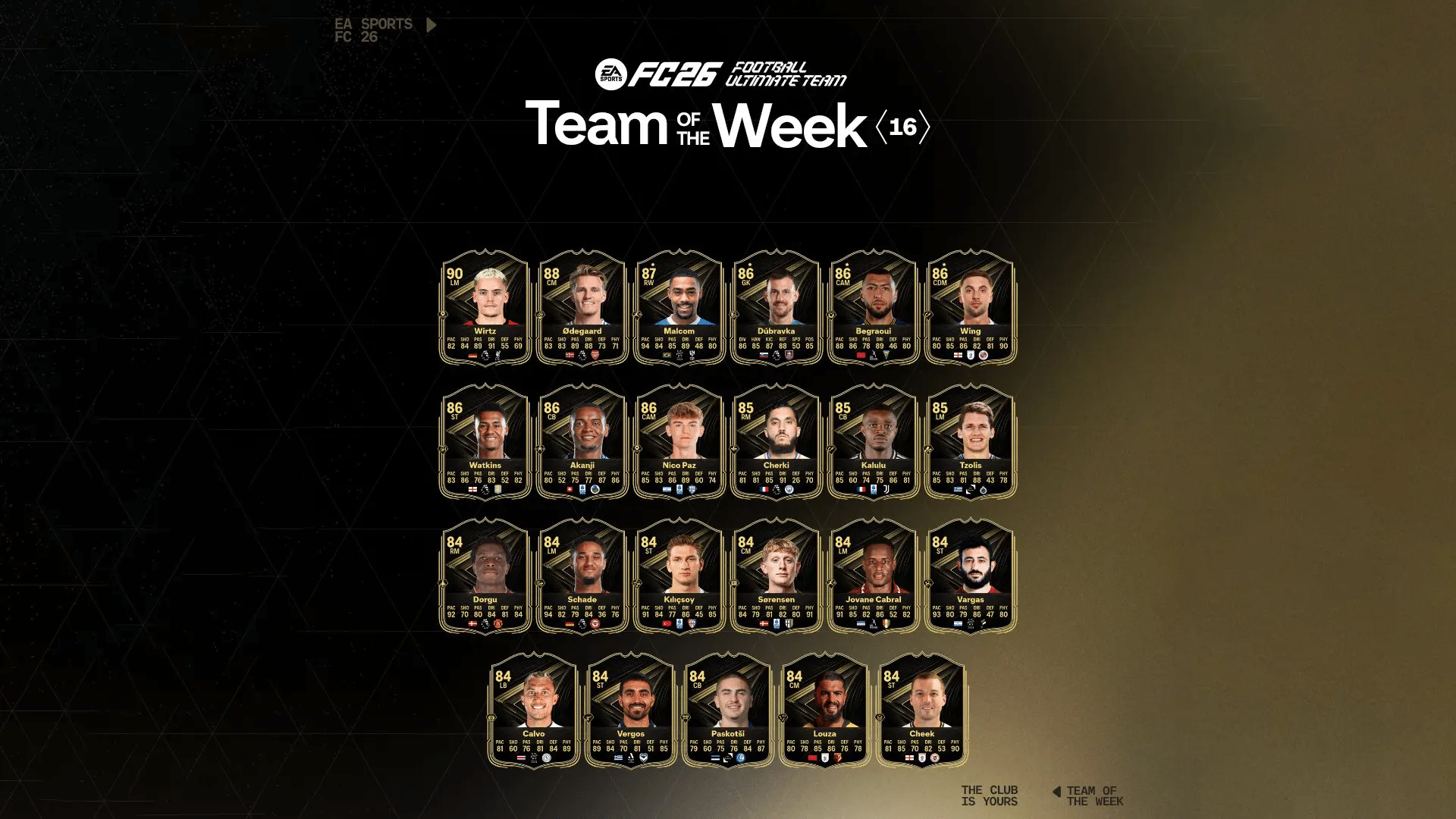 Squadra della Settimana 16 FC 26 – TOTW 16: rosa completa e guida agli investimenti, c'è Nico Paz