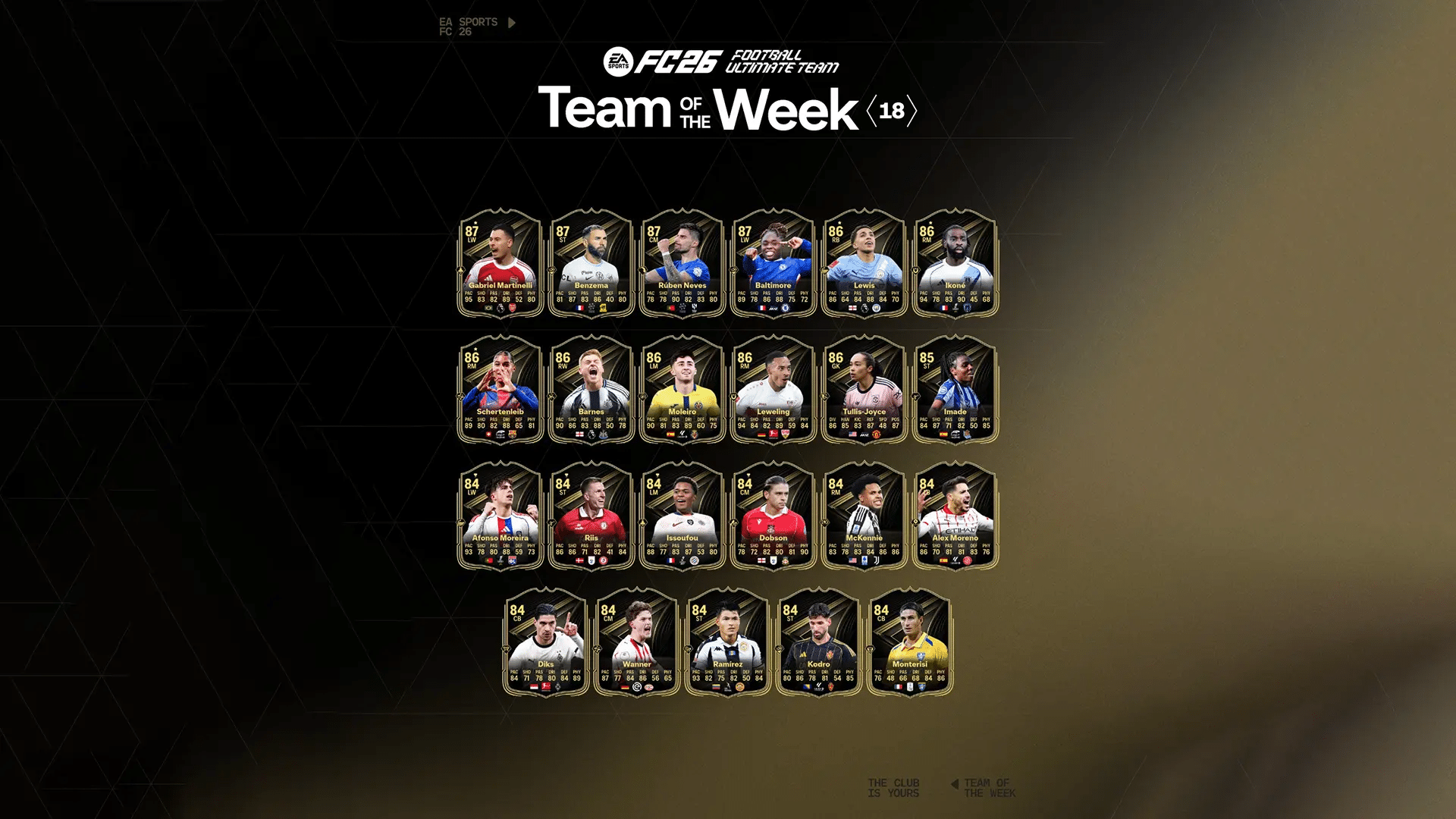 Squadra della Settimana 18 FC 26