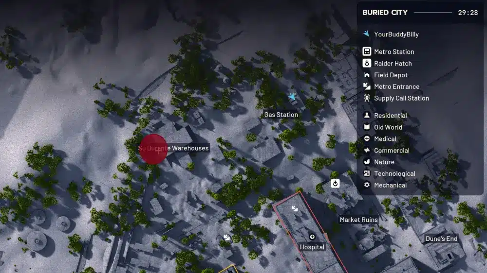 Location dei magazzini Su Durante in ARC Raiders