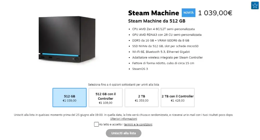 prezzo della Steam Machine, Steam Machine, Valve, Steam Machine Price, Steam Frame, preordinare Steam Machine, Specifiche tecniche di Steam Machine